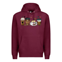 Burgundy coffee latte coffee cups Premium Hoodie - MaliasSmallBusiness