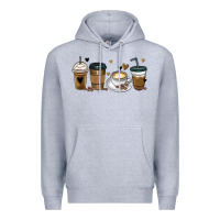 Heather Grey coffee latte coffee cups Premium Hoodie - MaliasSmallBusiness