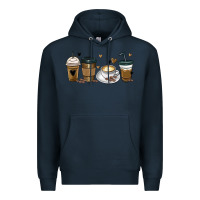 Navy coffee latte coffee cups Premium Hoodie - MaliasSmallBusiness