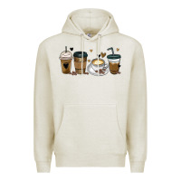 Oatmeal Heather coffee latte coffee cups Premium Hoodie - MaliasSmallBusiness
