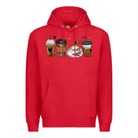 Red coffee latte coffee cups Premium Hoodie - MaliasSmallBusiness
