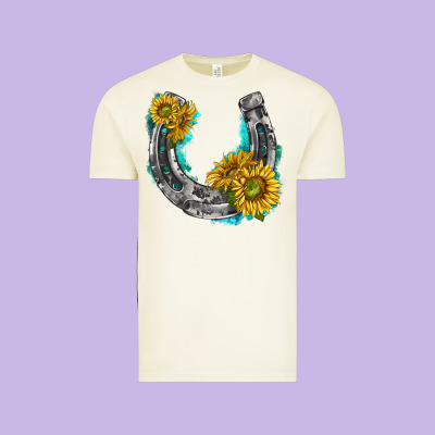 Horseshoe Cowhide And Sunflowers Vintage Tee Designed By Texasbilliewilder