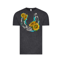 Vintage Black horseshoe cowhide and sunflowers Vintage Tee - texasbilliewilder
