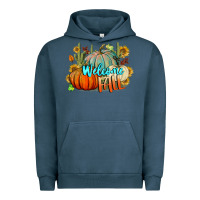 Pigment Midnight Navy Welcome Fall Pumpkins Urban Hoodie - BundleAndBundleShop