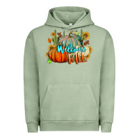 Pigment Oil Green Welcome Fall Pumpkins Urban Hoodie - BundleAndBundleShop