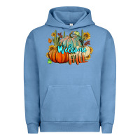 Pigment Pebble Blue Welcome Fall Pumpkins Urban Hoodie - BundleAndBundleShop