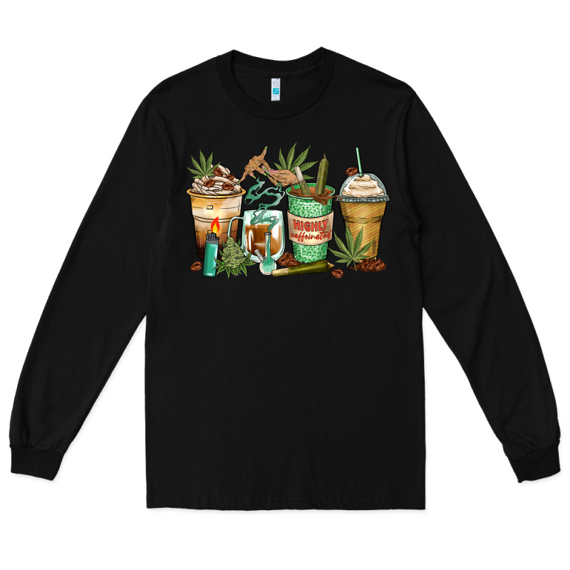 Highly Caffeinated Coffee Cups Long Sleeve Tee by Zillion Design Studio | Teevron