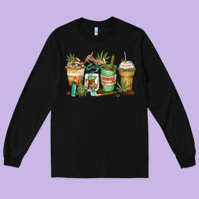 Highly Caffeinated Coffee Cups Long Sleeve Tee Designed By Zillion Design Studio
