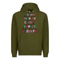 Army Green dasher dancer prancer vixer comet cupid donner bli Premium Hoodie - MaliasSmallBusiness