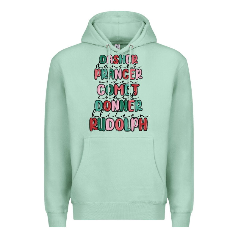 Dasher Dancer Prancer Vixer Comet Cupid Donner Bli Premium Hoodie by MaliasSmallBusiness | Teevron
