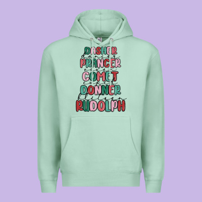 Dasher Dancer Prancer Vixer Comet Cupid Donner Bli Premium Hoodie Designed By Maliassmallbusiness