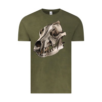 Vintage Olive Wolf skull Vintage Tee - RanaPortraitStore