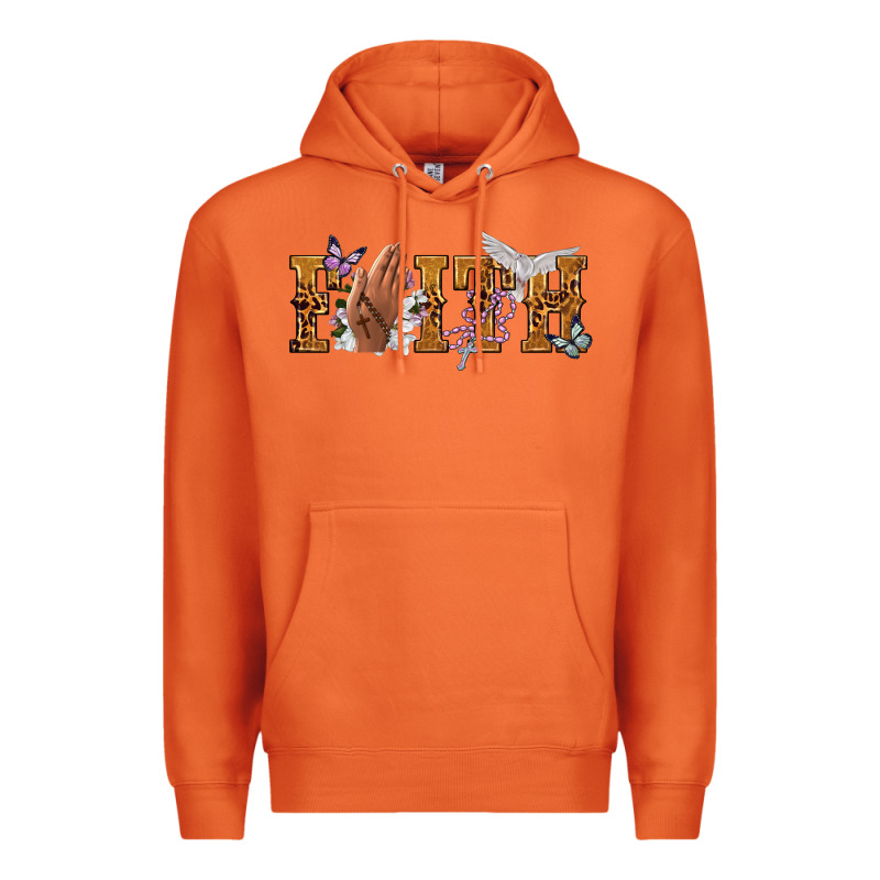Faith With Praying Hands Premium Hoodie by NancyCooperArtShop | Teevron