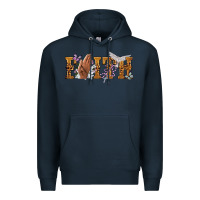 Navy faith with praying hands Premium Hoodie - NancyCooperArtShop
