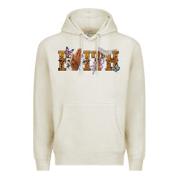 Oatmeal Heather faith with praying hands Premium Hoodie - NancyCooperArtShop