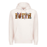 Pale Pink faith with praying hands Premium Hoodie - NancyCooperArtShop