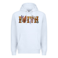 White faith with praying hands Premium Hoodie - NancyCooperArtShop