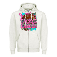 Oatmeal Heather tackle cancer Zipper Hoodie - AdoDesignShop