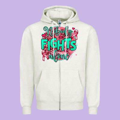 Nobody Fights Alone Zipper Hoodie Designed By Adodesignshop