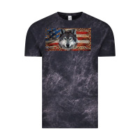 Cloud Black Wolf with american flag and leopard Vintage Tee - RanaPortraitStore