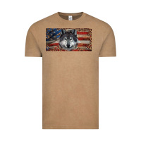 Vintage Coffee Wolf with american flag and leopard Vintage Tee - RanaPortraitStore