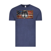Vintage Denim Wolf with american flag and leopard Vintage Tee - RanaPortraitStore
