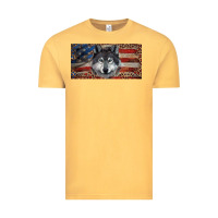 Vintage Mustard Wolf with american flag and leopard Vintage Tee - RanaPortraitStore
