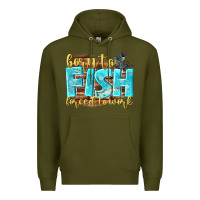 Army Green born to fish forced to work Premium Hoodie - NancyCooperArtShop