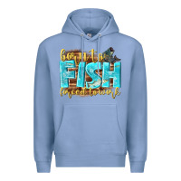 Colony Blue born to fish forced to work Premium Hoodie - NancyCooperArtShop