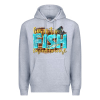 Heather Grey born to fish forced to work Premium Hoodie - NancyCooperArtShop