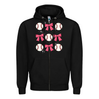 Black baseball coquette bow Zipper Hoodie - JahusDesignShop