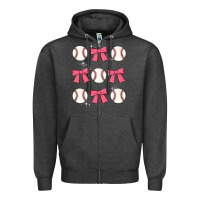 Charcoal Heather baseball coquette bow Zipper Hoodie - JahusDesignShop