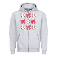 Heather Grey baseball coquette bow Zipper Hoodie - JahusDesignShop