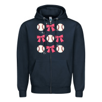 Navy baseball coquette bow Zipper Hoodie - JahusDesignShop