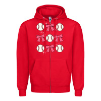 Red baseball coquette bow Zipper Hoodie - JahusDesignShop
