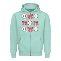 Seafoam baseball coquette bow Zipper Hoodie - JahusDesignShop
