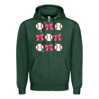 Sports Green baseball coquette bow Zipper Hoodie - JahusDesignShop