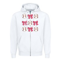 White baseball coquette bow Zipper Hoodie - JahusDesignShop