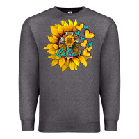 Charcoal Heather western sunflower  cross believe Premium Sweatshirt - BarkalooDesign