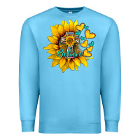 Ocean Blue western sunflower  cross believe Premium Sweatshirt - BarkalooDesign