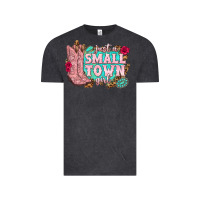 Vintage Black just a small town girl cowgirl boots Vintage Tee - texasbilliewilder