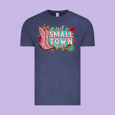 Just A Small Town Girl Cowgirl Boots Vintage Tee Designed By Texasbilliewilder