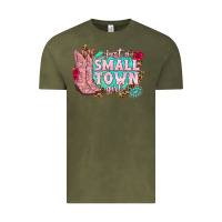 Vintage Olive just a small town girl cowgirl boots Vintage Tee - texasbilliewilder