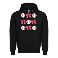 Black baseball coquette bow Zipper Hoodie - JahusDesignShop