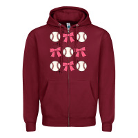Burgundy baseball coquette bow Zipper Hoodie - JahusDesignShop