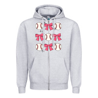 Heather Grey baseball coquette bow Zipper Hoodie - JahusDesignShop
