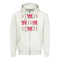 Oatmeal Heather baseball coquette bow Zipper Hoodie - JahusDesignShop