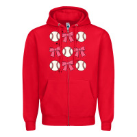 Red baseball coquette bow Zipper Hoodie - JahusDesignShop