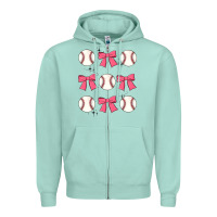 Seafoam baseball coquette bow Zipper Hoodie - JahusDesignShop