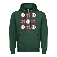 Sports Green baseball coquette bow Zipper Hoodie - JahusDesignShop